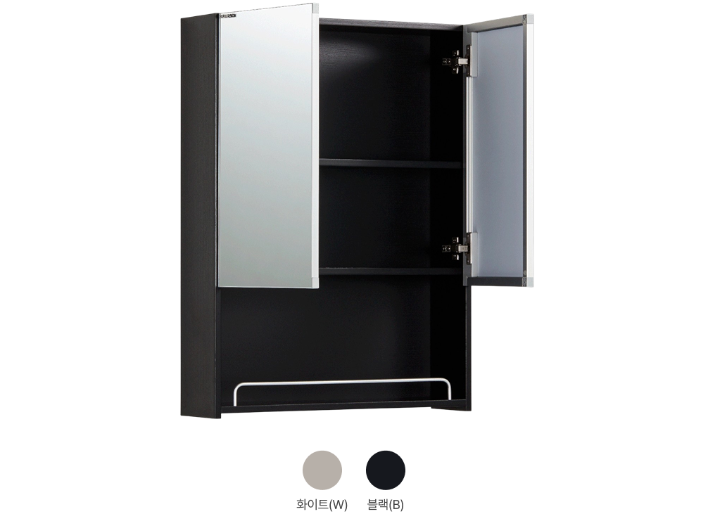 반사 효과로 공간을 넓혀주는 유리 도어 상부장