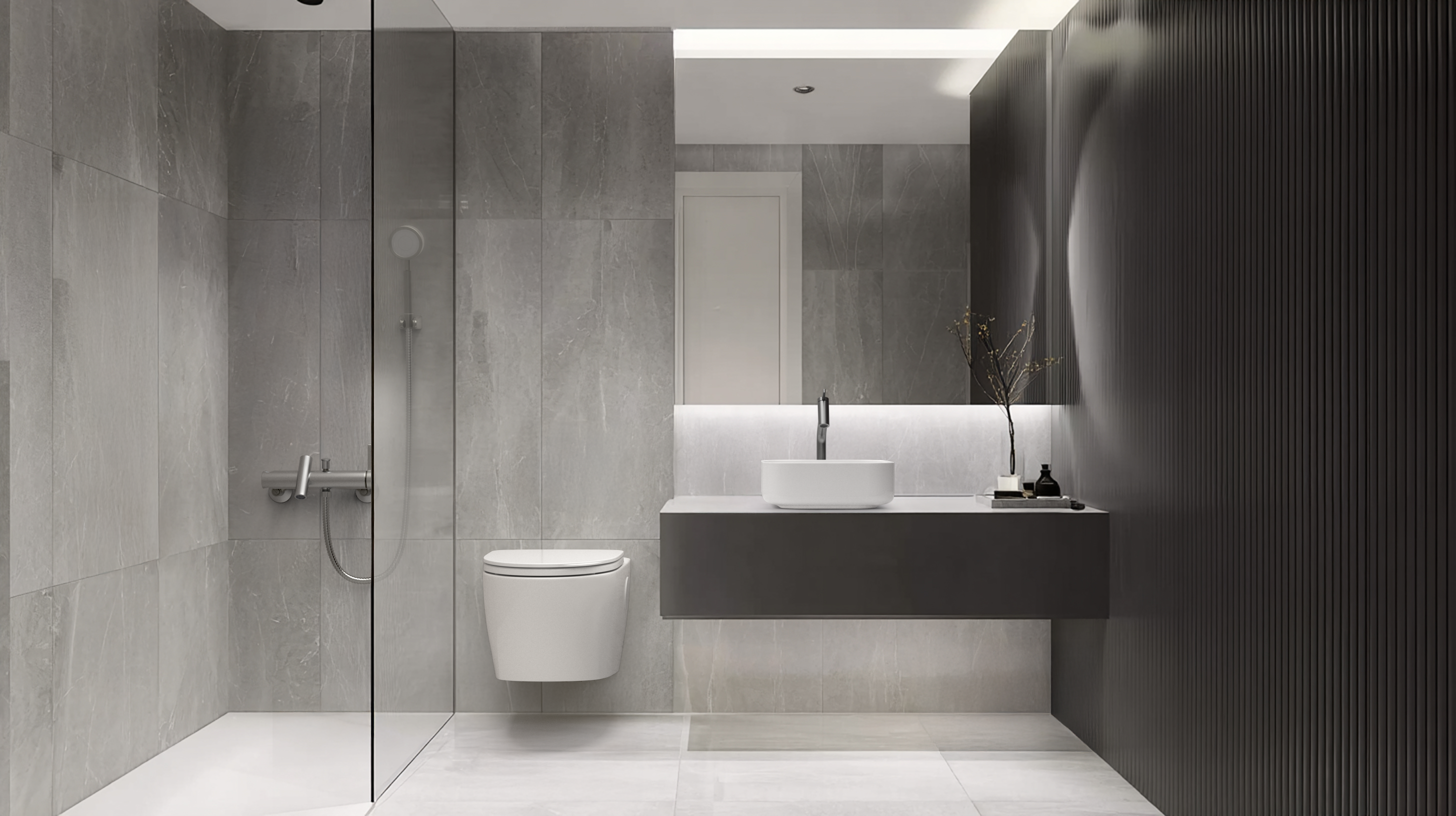 차분한 그레이 무드로 완성한 모던 럭셔리 욕실 공간 모데아(MODEA) 